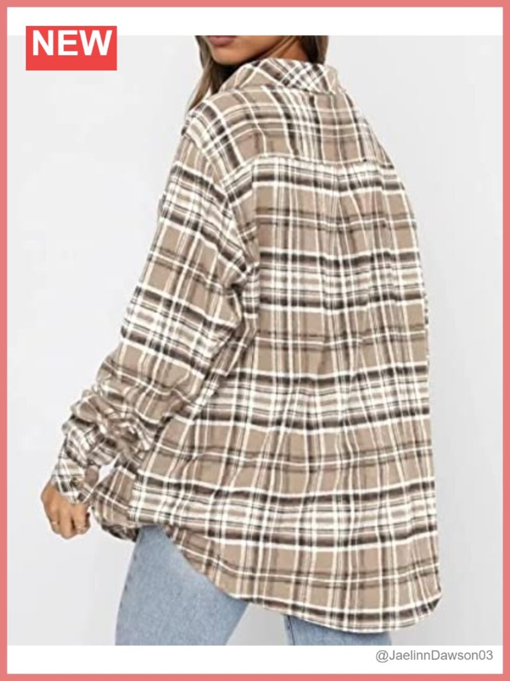 Womens Buffalo Plaid Flannel Shirt Button Down Long Sleeve Collar Tunic - Picture 2 of 6
